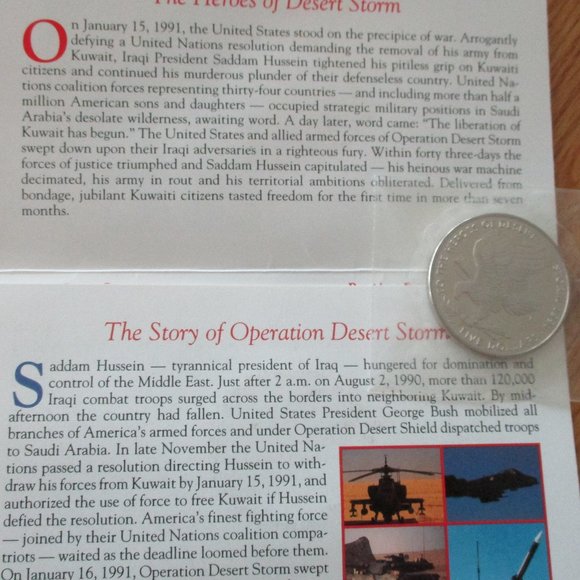 Collectible Heroes of Desert Storm $5 Commemorative Coin - Picture 4 of 4